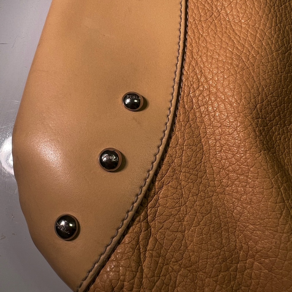 Furla Vintage Buttercup Pebbled Leather Shoulder Bag Hobo 16”x12” Preowned - Picture 5 of 16